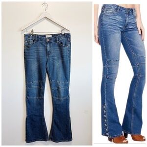 FREE PEOPLE Skylar Flare Jeans Button Side Women’s 29 Bell Bottom